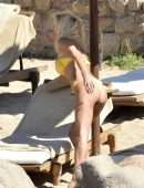 Victoria Silvstedt in Yellow Bikini at a Beach in Sardinia