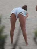 Alessandra Ambrosio in Shorts at the Beach in Santa Monica
