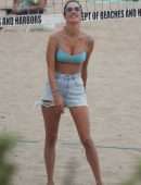Alessandra Ambrosio in Shorts at the Beach in Santa Monica