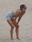 Alessandra Ambrosio in Shorts at the Beach in Santa Monica