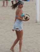 Alessandra Ambrosio in Shorts at the Beach in Santa Monica