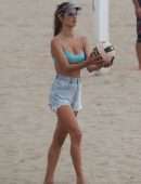 Alessandra Ambrosio in Shorts at the Beach in Santa Monica