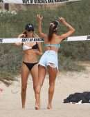 Alessandra Ambrosio in Shorts at the Beach in Santa Monica