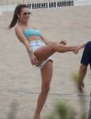 Alessandra Ambrosio in Shorts at the Beach in Santa Monica