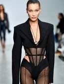 Bella Hadid Booty during Catwalk at “Mugler” SS20 Fashion Show in Paris