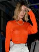 Bella Hadid in See-Through Top in Paris