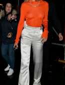 Bella Hadid in See-Through Top in Paris
