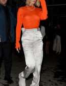 Bella Hadid in See-Through Top in Paris