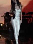 Camila Cabello in White Cutout Catsuit, Performing for Verizon Up at The Fillmore Miami Beach