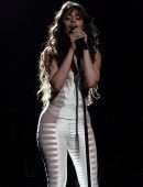 Camila Cabello in White Cutout Catsuit, Performing for Verizon Up at The Fillmore Miami Beach