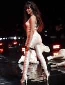 Camila Cabello in White Cutout Catsuit, Performing for Verizon Up at The Fillmore Miami Beach