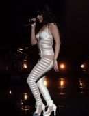 Camila Cabello in White Cutout Catsuit, Performing for Verizon Up at The Fillmore Miami Beach