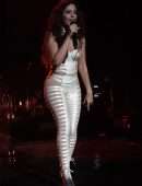 Camila Cabello in White Cutout Catsuit, Performing for Verizon Up at The Fillmore Miami Beach