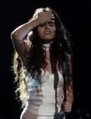 Camila Cabello in White Cutout Catsuit, Performing for Verizon Up at The Fillmore Miami Beach