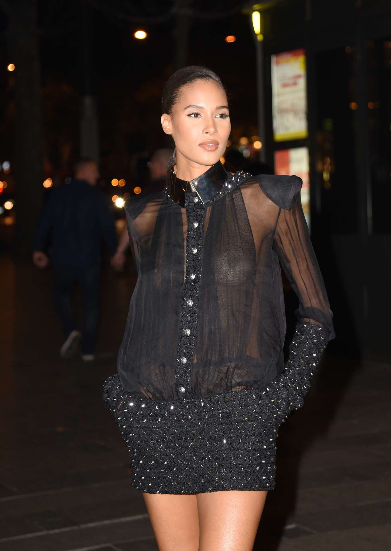 Cindy Bruna at the Dinner at the Fouquets Restaurant for the Opening of the Fashion Week Paris