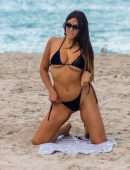 Claudia Romani in Blue Velvet Thong Bikini Photoshoot in Miami