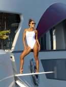 Jennifer Lopez in White Swimsuit on a Yacht in St Tropez
