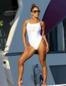Jennifer Lopez in White Swimsuit on a Yacht in St Tropez