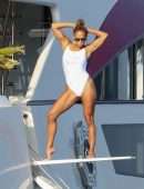 Jennifer Lopez in White Swimsuit on a Yacht in St Tropez