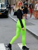 Joy Corrigan in Neon Green Tights for Photoshoot in Soho, NYC