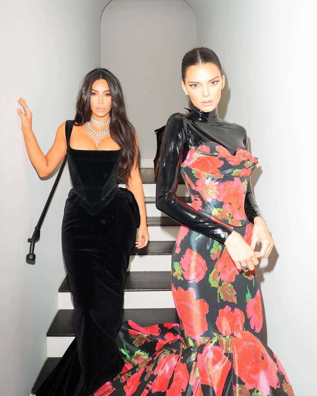 Kim Kardashian and Kendall Jenner at Emmy Awards Backstage Photoshoot