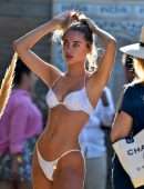 Kimberley Garner in White Bikini on the Beach in St Tropez
