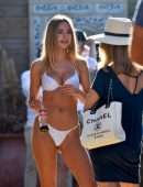 Kimberley Garner in White Bikini on the Beach in St Tropez