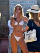 Kimberley Garner in White Bikini on the Beach in St Tropez