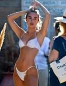 Kimberley Garner in White Bikini on the Beach in St Tropez