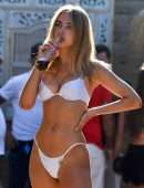Kimberley Garner in White Bikini on the Beach in St Tropez