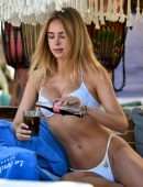 Kimberley Garner in White Bikini on the Beach in St Tropez