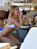 Kimberley Garner in White Bikini on the Beach in St Tropez