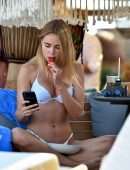 Kimberley Garner in White Bikini on the Beach in St Tropez