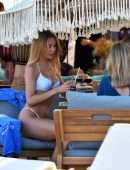 Kimberley Garner in White Bikini on the Beach in St Tropez