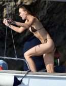 Lily-Rose Depp Booty in Bikini on a Yacht in Capri