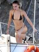Lily-Rose Depp Booty in Bikini on a Yacht in Capri