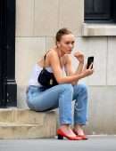 Lily-Rose Depp Braless, Out in New York