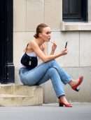 Lily-Rose Depp Braless, Out in New York