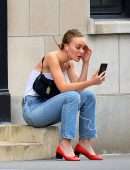 Lily-Rose Depp Braless, Out in New York