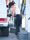 Lucy Hale Booty at Gas Station and Shopping in LA