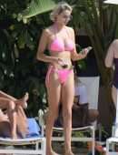 Olivia Attwood in Pink Bikini at a Pool in Marbella