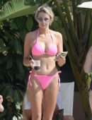 Olivia Attwood in Pink Bikini at a Pool in Marbella