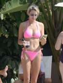 Olivia Attwood in Pink Bikini at a Pool in Marbella