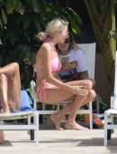 Olivia Attwood in Pink Bikini at a Pool in Marbella