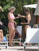 Olivia Attwood in Pink Bikini at a Pool in Marbella