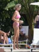 Olivia Attwood in Pink Bikini at a Pool in Marbella