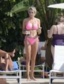 Olivia Attwood in Pink Bikini at a Pool in Marbella