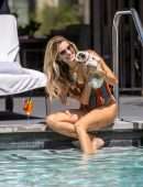 Rachel McCord Booty in Swimsut at a Pool in Hollywood