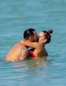 Sara Corrales Booty in Red Bikini on the Beach in Miami
