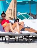 Sara Corrales Booty in Red Bikini on the Beach in Miami